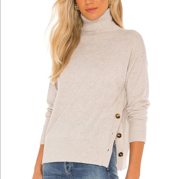Autumn Cashmere Sweaters - Autumn Cashmere side button mock turtleneck in mojave